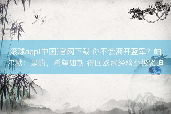 滚球app(中国)官网下载 你不会离开蓝军?帕尔默:是的,希望如斯 得回欧冠经验至极紧迫