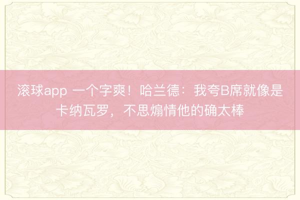 滚球app 一个字爽!哈兰德:我夸B席就像是卡纳瓦罗,不思煽情他的确太棒
