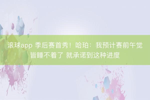 滚球app 季后赛首秀!哈珀:我预计赛前午觉皆睡不着了 就承诺到这种进度