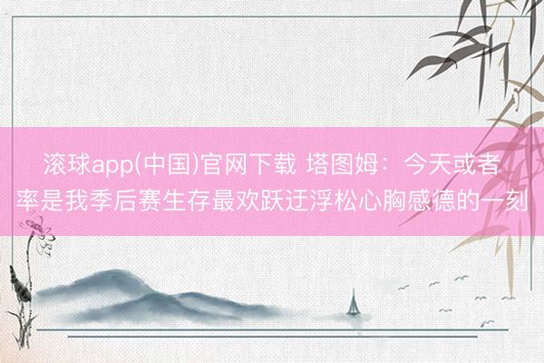 滚球app(中国)官网下载 塔图姆:今天或者率是我季后赛生存最欢跃迂浮松心胸感德的一刻