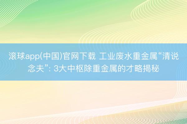 滚球app(中国)官网下载 工业废水重金属“清说念夫”: 3大中枢除重金属的才略揭秘