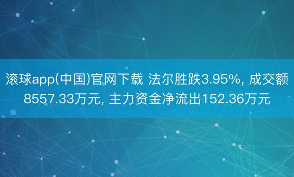 滚球app(中国)官网下载 法尔胜跌3.95%， 成交额8557.33万元， 主力资金净流出152.36万元