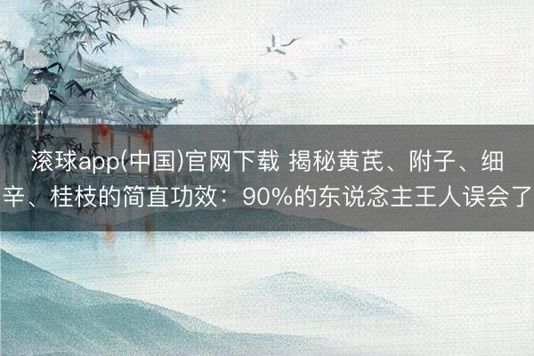 滚球app(中国)官网下载 揭秘黄芪、附子、细辛、桂枝的简直功效：90%的东说念主王人误会了