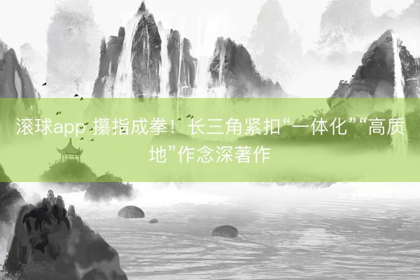 滚球app 攥指成拳！长三角紧扣“一体化”“高质地”作念深著作