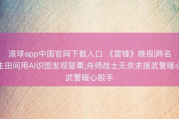 滚球app中国官网下载入口 《雷锋》晚报|两名初中生田间用AI识图发现罂粟;舟师战士无奈求援武警暖心脱手