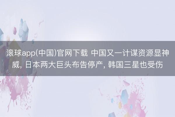 滚球app(中国)官网下载 中国又一计谋资源显神威， 日本两大巨头布告停产， 韩国三星也受伤