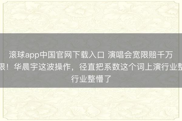 滚球app中国官网下载入口 演唱会宽限赔千万无上限！华晨宇这波操作，径直把系数这个词上演行业整懵了