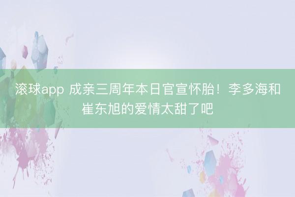 滚球app 成亲三周年本日官宣怀胎！李多海和崔东旭的爱情太甜了吧