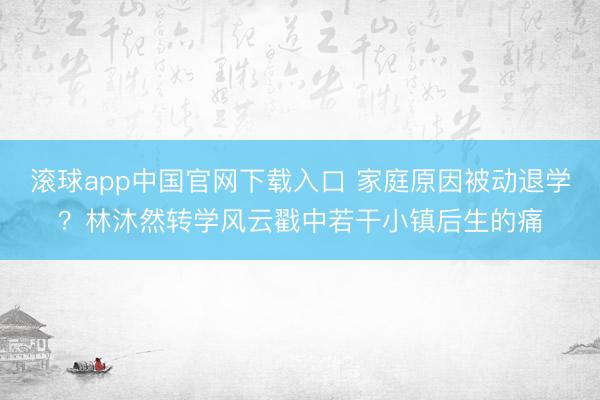 滚球app中国官网下载入口 家庭原因被动退学？林沐然转学风云戳中若干小镇后生的痛