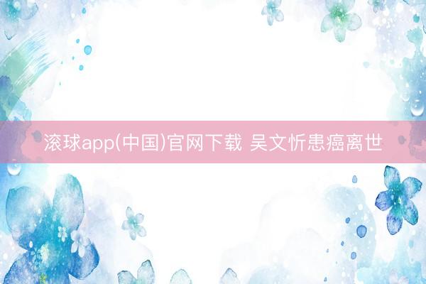 滚球app(中国)官网下载 吴文忻患癌离世
