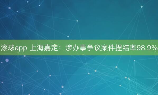 滚球app 上海嘉定：涉办事争议案件捏结率98.9%