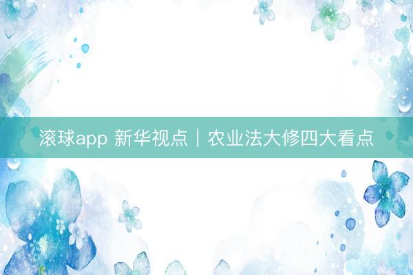 滚球app 新华视点｜农业法大修四大看点