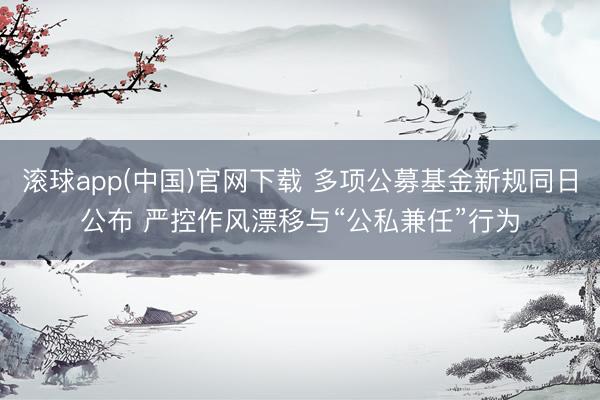 滚球app(中国)官网下载 多项公募基金新规同日公布 严控作风漂移与“公私兼任”行为