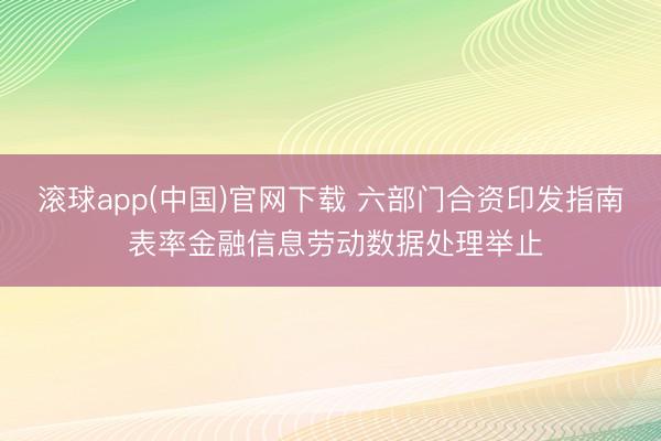 滚球app(中国)官网下载 六部门合资印发指南 表率金融信息劳动数据处理举止