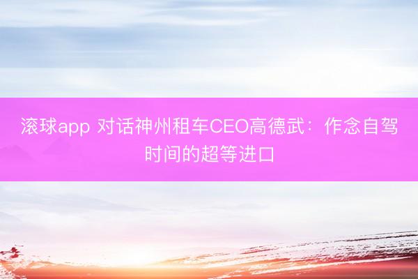 滚球app 对话神州租车CEO高德武：作念自驾时间的超等进口