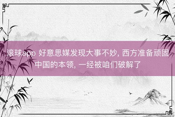 滚球app 好意思媒发现大事不妙， 西方准备顽固中国的本领， 一经被咱们破解了