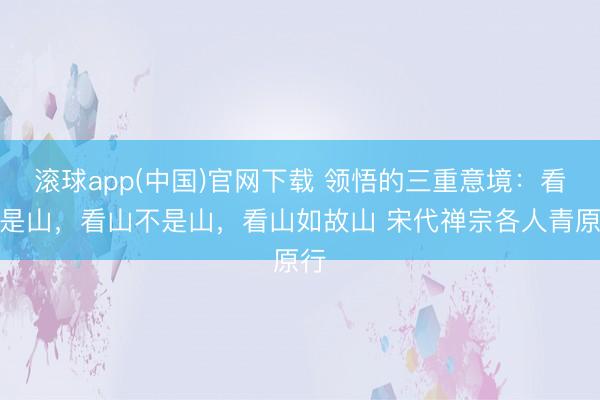 滚球app(中国)官网下载 领悟的三重意境：看山是山，看山不是山，看山如故山 宋代禅宗各人青原行